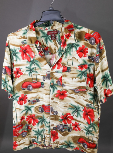 Covington Mens Shirt Size L Floral Hotrod Art Rayon Short Sleeve - Picture 5 of 7