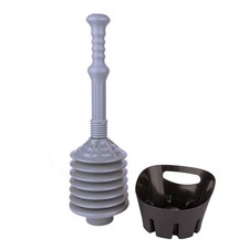 Green Bellows Accordion Toilet Plunger with Black Storage Tray