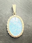 Antique 925 Sterling Silver Designer Charm Pendant Art Deco New Opaline
