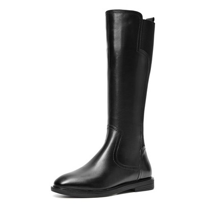 BEAU TODAY Womens Knee High Boots, Leather Riding Boots for Women, 5.5, Black