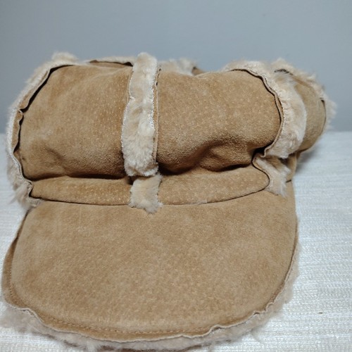WILSONS Leather Newsboy Cabbie Hat Brown Suede Baggy Cap Lined One Size - Picture 2 of 11