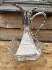 Stunning hexagon Silver Plate And Glass Claret Jug Superb Condition