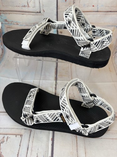 Teva Sandals Black & White Boomerang Pattern Size 9 Aztec Summer Shoes - Picture 7 of 12