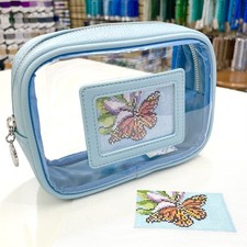 Rachel Barri Pop In Pouch light blue butterfly painted needlepoint canvas inser