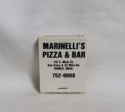 Vintage Marinelli's Pizza Restaurant Bar Matchbook Romeo MI Advertising Full