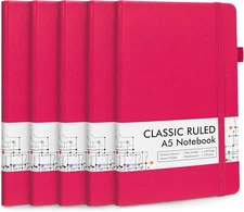 feela 5 Pack Notebooks Journals Bulk, Hardcover Notebook Classic 5 berry 