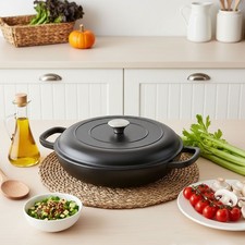 Cast Iron Pot Pan with Lid & Handles Non Stick Casserole Dish Dutch Oven Stewpot