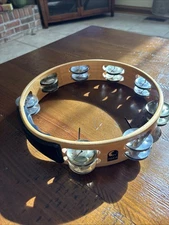 toca tambourine Percussion Instrument Wood And Brass Double Row 10”