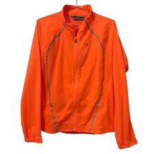 Athleta Neon Orange Full Zipper Reflective Running Jacket L