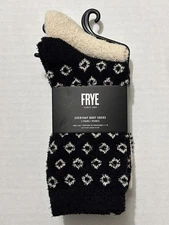 FRYE Women's Supersoft Boot Socks 2 Pairs Black/Beige Size 5-10