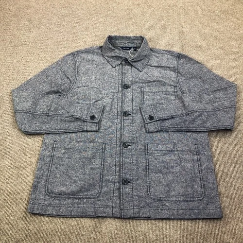 Nautica Jacket Mens Medium Gray Chambray Button Front Workwear Utility Shacket - product listing photo