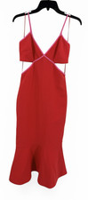 Likely Adabell Dress Midi Flare Cut out in Bittersweet Red and Sugar Pink Trim 4