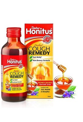 Dabur Honitus Herbal Syrup Honey Based Ayurvedic Syrup for Cough Remedy 3.38 Oz
