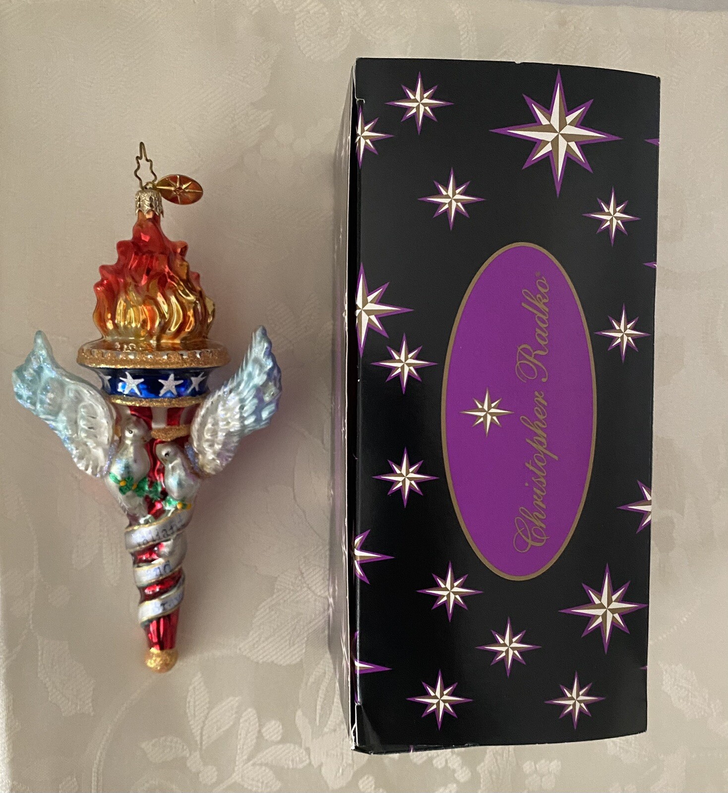 Christopher Radko VALIANT AND BRAVE Torch Dove Patriotic 9/11 Ornament ...