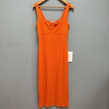 Reformation Lillee Knit Dress Midi Orange Ribbed L
