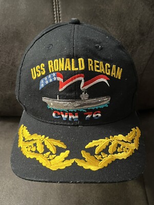 Vintage USS Ronald Reagan Aircraft Carrier Snapback Cap Hat CVN 76 Vintage USS Ronald Reagan Aircraft Carrier Snapback Cap Hat CVN 76
