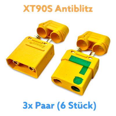 3 Paar 6 Stück Original XT90S Antiblitz Goldstecker Male Female 90A Lipo Akku RC