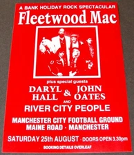 FLEETWOOD MAC HALL & OATS CONCERT FLYER SAT 25th AUG 1990 MANCHESTER MAINE ROAD