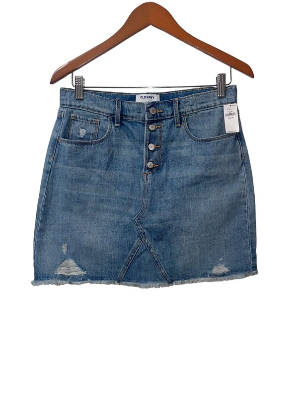 NWT Girls Old Navy High Waisted Distressed Button Up Blue Jean Skirt Sz XXL 16