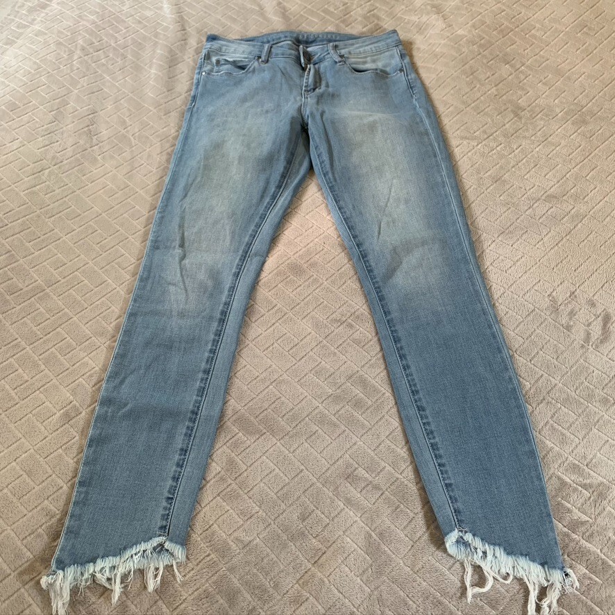 Articles Of Society Jeans Womens 26 Denim Blue Skinny Ankle Fray Light Wash