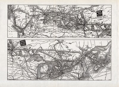 1938 Antique Grand Trunk Railway Map  Canadian National Railway Map 2214