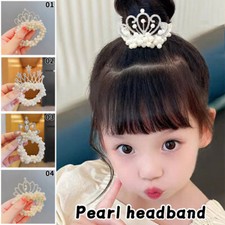 1pcs Imitation Pearl Crowns Tiara Elastic Rubber Hair Bands Children Accessories