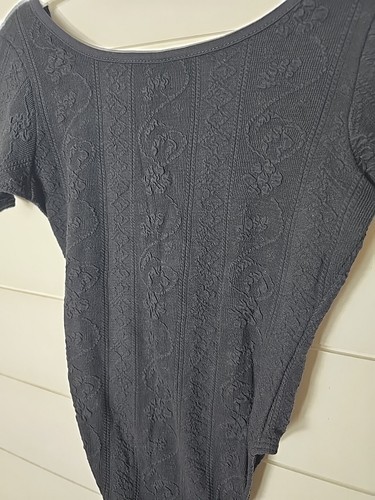 Body vintage nero floreale stringato taglia piccola capriccioso grunge gotico anni 80 90 - Foto 7 di 14