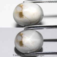    11.73ct Oval Cabochon Grey 6 Ray Star Sapphire - Unheated, Myanmar Gem