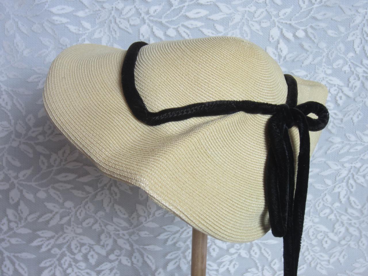 *1930's Antique Ladies Hat Finely Woven Natural S… - image 1