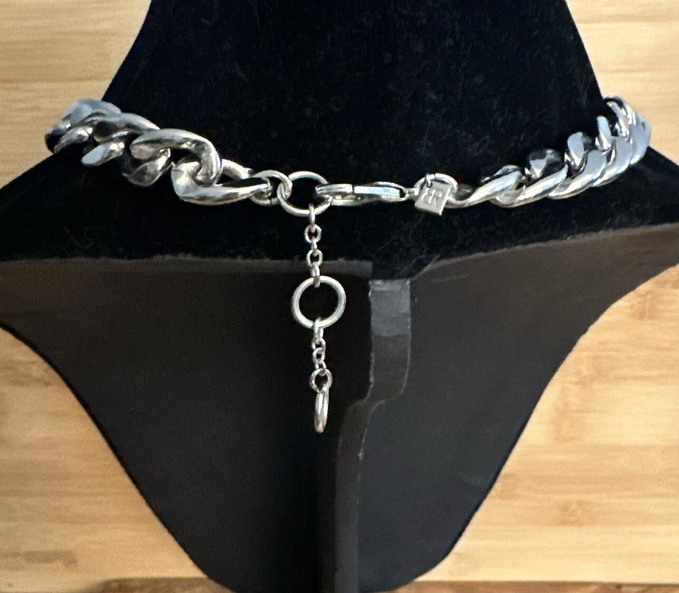 Banana Republic Statement Faux Pearl Beaded Fringe Necklace Silver Chain 18-20” - Image 4 of 4