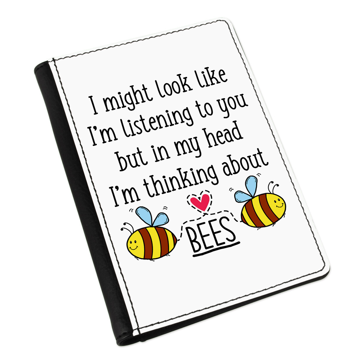 I Might Look Like I'm Listening Bees Passport Holder Cover Case Honey Funny