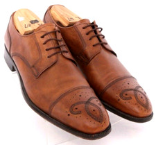 Johnston Murphy 15-4812 Brown Leather Brogue Cap Toe Derby Shoes Men's US 9M