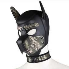 USA SELLER Pup Play Pet Puppy Hood Role Play Dog Hood Cosplay Mask Head & Collar