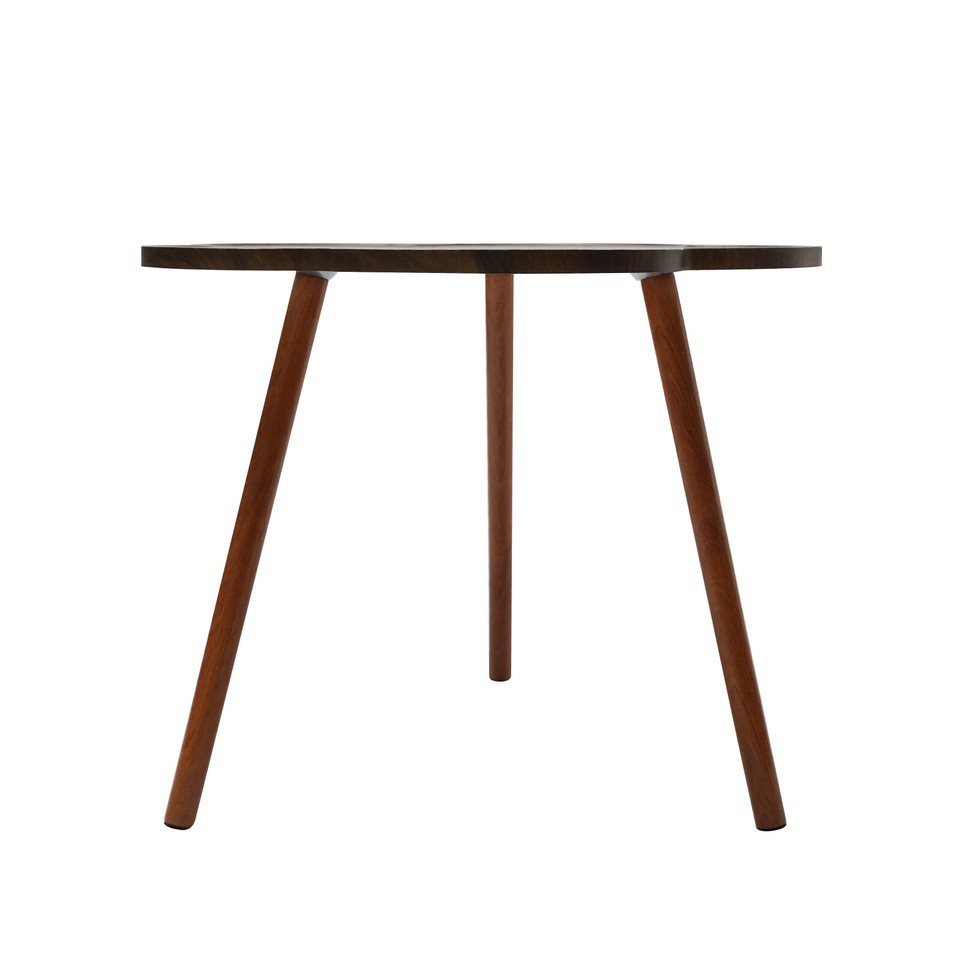 23.6'' Coffee Table Espresso Color Flower Shape w/ Wood Legs For Living