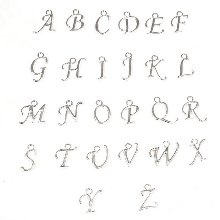 Silver Plated Alphabet Letter Charms DIY Bracelet,Necklace, AZ Pendant