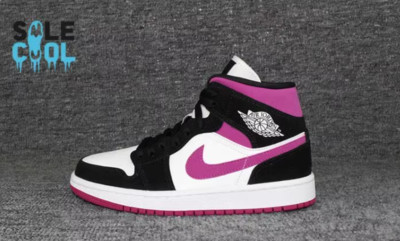 Nike Air Jordan Retro 1 Mid Cactus Flower Pink Black Women's Shoes