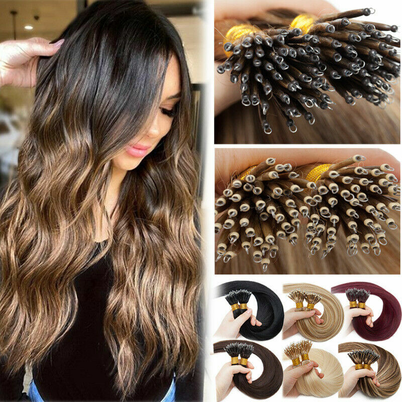 Image 01 - Keratin Micro Beads Nano Ring Tip Russian Remy Human Hair Extensions DoubleDrawn