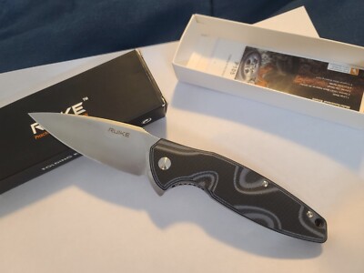 Ruike Fang Pocket Knife P105K Linerlock Pale Blue & Black G10 Handle Satin Blade