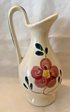  Vintage Purinton Pottery Handpainted Slip Ware Floral Jug/Pitcher/Vase 