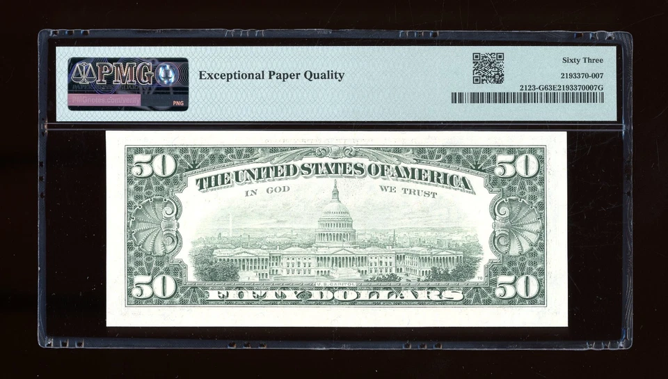 DBR 1988 $50 FRN Chicago Fr. 2123-G PMG 63 EPQ Serial G09924307A - Image 2 of 2