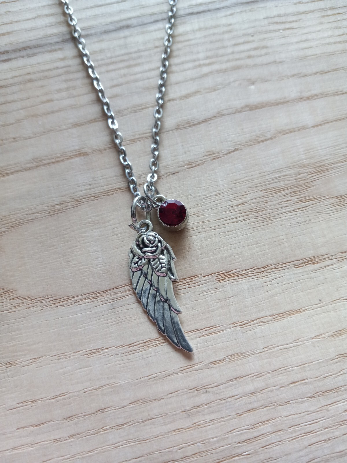 Angel Wing Birthstone Necklace, Personalized Jewelry, Sympathy Gift, Grief Loss