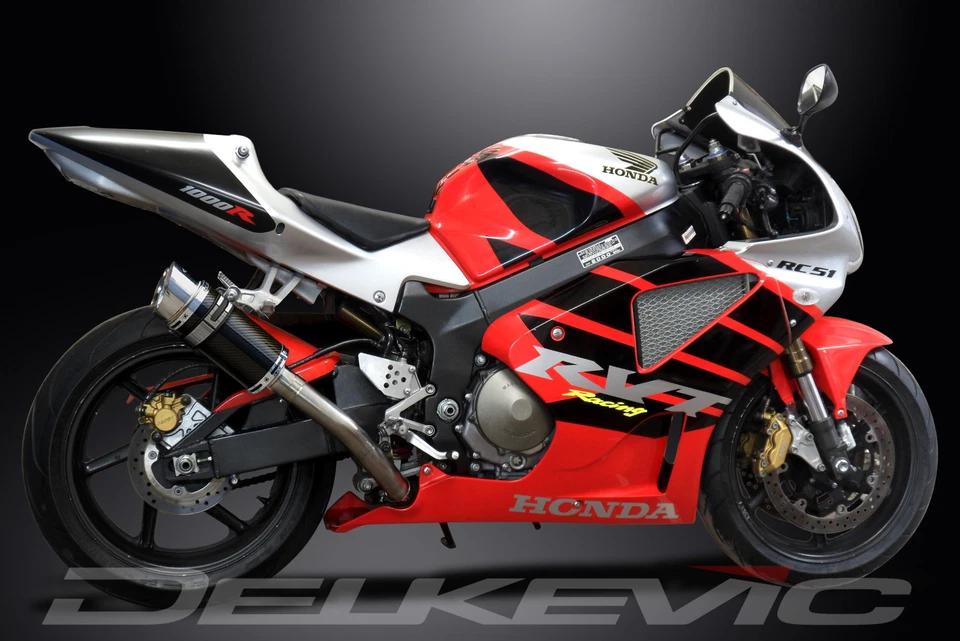 Kit silenciador escape carbono redondo 8" Honda RVT1000R 2000-2001 Delkevic Foto 4 de 4