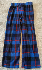 Eddie Bauer Kids Red Blue Black Plaid Pull On Fleece Pajama Lounge Pants Size M