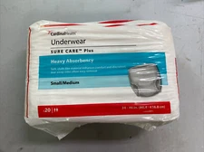 NIB CARDINAL HEALTH SURE CARE PLUS HEAVY ABSORBENCY UNDERWEAR DIAPER SMALL/MED