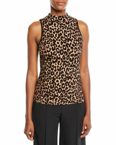 NWT Milly Mock-Neck Sleeveless Cheetah Textured Shell Sz NWT Milly Mock-Neck Sleeveless Cheetah Textured Shell Sz