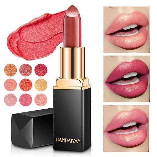 Metallic-Perlglanz-Lippenstift Lipgloss Glitzer-Lippenstift Wasserfestes 〇