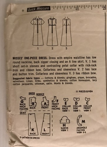 Simplicity 5961 Vintage 60s Sewing Pattern Dresses Size: 12 - Picture 8 of 11