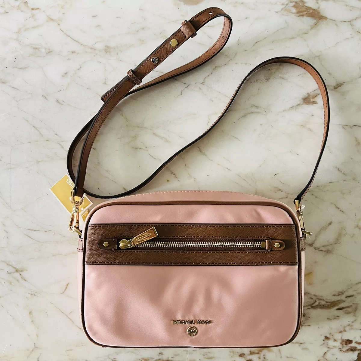 Michael Kors Light Pink Leather Jet Set Crossbody Bag