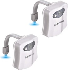2 Pack Toilet Night Light,Motion Sensor Activated LED Night Light,8-Color Lights