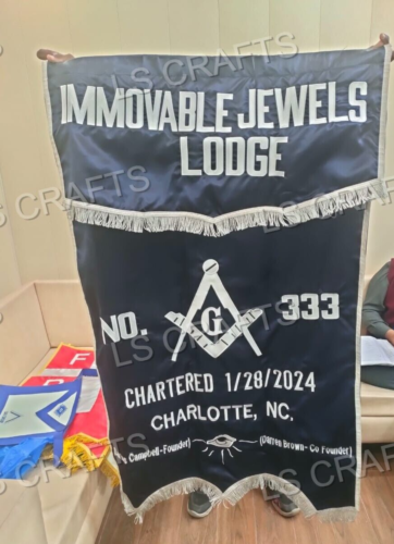 Customized Masonic Grand Lodge Immovable Jewels Banner size 34 x 53 inch - Afbeelding 1 van 4